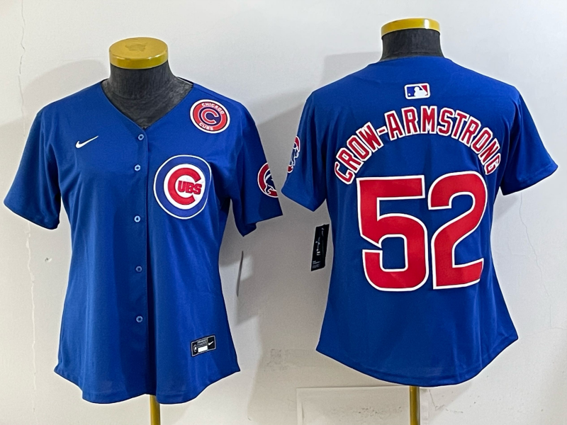 Women  Chicago Cubs #52 Crow Armstrong Blue Nike MLB 2025 Jersey 005